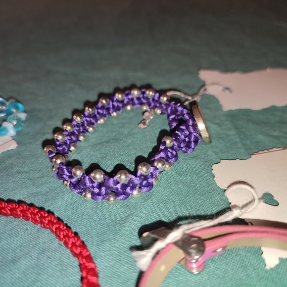 Bundle 7 Bracelets Leopard Print Yellow Blue Red Purple Pink elastic girl Teen - Picture 7 of 9